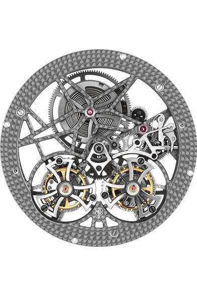 <strong>エクスカリバー スパイダー</br>ダブルフライングトゥールビヨン スケルトン</strong></br> ムーブメント｜手巻き（Cal.RD01SQ）</br> 機能｜フライングトゥールビヨン（２つのキャリッジを連動）</br>防水性｜50ｍ</br> 限定数｜世界188本</br> 発売時期｜今冬予定</br></br>  ロジェ・デュブイ</br> Tel. 03-3288-6640</br> http://www.rogerdubuis.com/<br/>