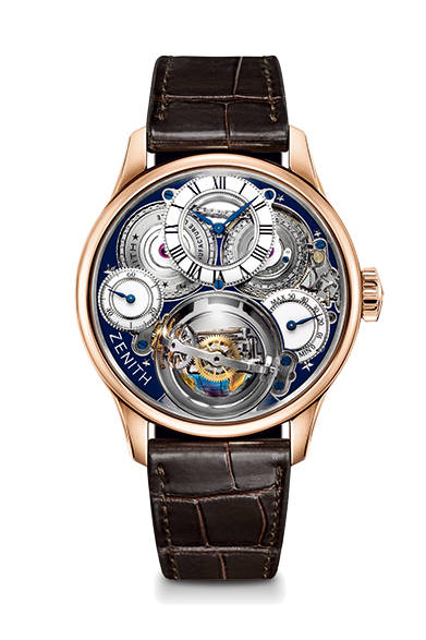 <strong>アカデミー クリストファー コロンブス・ハリケーン グラン ボヤージュⅡ</strong><br/>ケース｜18Kローズゴールド<br/>直径｜45mm<br/>厚さ｜14.635mm（６時位置のドーム部分は22mm）<br/>ムーブメント｜手巻き（Cal.エル・プリメロ8805）<br/>機能｜フュゼ・チェーン・トランスミッション、グラビティ コントロール、パワーリザーブ表示<br/>ストラップ｜アリゲーター<br/>防水性｜3気圧<br/>限定数｜10本<br/>発売時期｜受注生産<br/>税抜予価｜3100万円<br/><br/>LVMH ウォッチ・ジュエリー ジャパン ゼニス<br/>Tel. 03-5524-6420<br/>http://www.zenith-watches.com/jp_jp<br/>