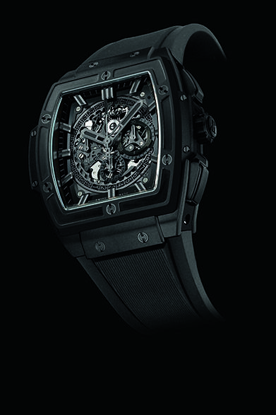 毎時３万6000振動の超ハイビート・クロノグラフで、インパクトだけでなく中身もハイレベルなモデル。<br/><br/><strong>スピリット オブ ビッグ・バン オールブラック</strong><br/>ケース｜セラミック<br/>サイズ｜縦51×横45mm<br/>ムーブメント｜自動巻き（Cal.HUB4700）<br/>ストラップ｜ラバー<br/>防水性｜100ｍ<br/>発売時期｜今夏予定<br/>税込予価｜286万2000円<br/><br/>LVMH ウォッチ・ジュエリー ジャパン ウブロ<br/>Tel. 03-3263-9566<br/>http://www.hublot.com/<br/>