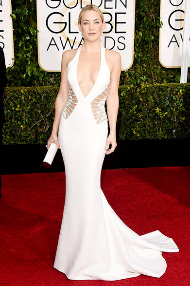 <strong> Kate Hudson｜ケイト・ハドソン</strong><br><br>エレガントなマーメイドラインを描くドレスはアトリエ ヴェルサーチ。<br>