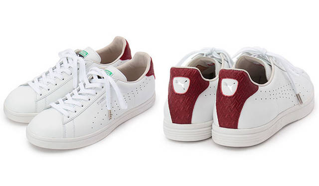 PUMA×TAKEO KIKUCHI「コートスター」ホワイト/スムースレザー 1万9440円（2015年1月23日（金）発売／全国のTAKEO KIKUCHIショップ）。※「コートスター」ネイビー/スウェードは3月中旬発売予定