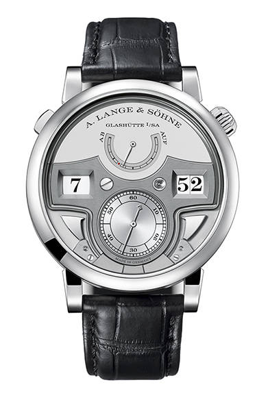 機械式時計最高の複雑機構ミニッツリピーターをブランドを象徴するデジタル表示モデルへ搭載。</br></br><strong>ツァイトヴェルク・ミニッツリピーター</strong></br>ケース｜プラチナ</br>直径｜44.2m</br>厚さ｜14.1mm</br>ムーブメント｜手巻き（Cal.L043.5）</br>機能｜回転ディスクによるデジタル式時分表示、10進式ミニッツリピーター、パワーリザーブ表示</br>ストラップ｜アリゲーター</br>防水性｜日常生活防水</br>発売時期｜11月以降予定</br>価格｜未定（参考ドイツ国内の予価は44万ユーロの予定）</br></br>A.ランゲ＆ゾーネ</br>Tel.03-3288-6639</br>http://www.alange-soehne.com/<br/>