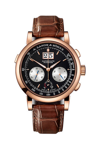 これまで18KWGケースのみだったモデルに、あらたに18KPGケースのバリエーションが誕生した。</br></br><strong>ダトグラフ UP/DOWN</strong></br>ケース｜18Kピンクゴールド</br>直径｜41mm</br>厚さ｜13.1mm</br>ムーブメント｜手巻き（Cal.L951.6）</br>機能｜時分表示ダイヤル、ストップセコンド機能搭載、スモールセコンド、クロノグラフ（30分積算のプレシジョンミニッツカウンター付き、フライバック機能）、パワーリザーブ表示、アウトサイズデイト</br>ストラップ｜アリゲーター</br>防水性｜日常生活防水</br>発売時期｜5月以降予定</br>税込予価｜856万4400円</br></br>A.ランゲ＆ゾーネ</br>Tel.03-3288-6639</br>http://www.alange-soehne.com/<br/>