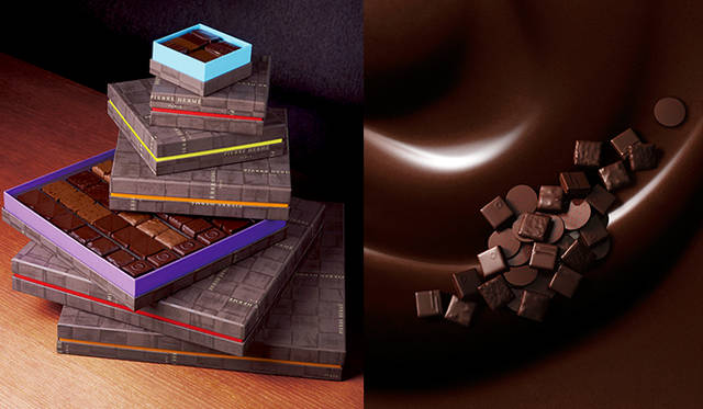 <strong>ピエール・エルメ・パリ</strong><br/>「ショコラは大好きな素材のひとつ」と語る、ピエール・エルメ氏の手がけるショコラには、独特の輝きとまろやかさ、そして芳香がある。そんな彼の魅力をもっともストレートに伝えてくれるのはボンボンショコラ。今年はブラジルパイネイラス農園純正のガナッシュ「パイネイラス」と、コルシカ島マキのハチミツ入りガナッシュ「ドルツェッツァ」の、2つのフレーバーが新登場した。<br/><br/><strong>「ボンボン ショコラ」</strong><br/>価格｜2160円（5個入り）、3240円（8個入り）、5400円（14個入り）<br/>販売期間｜販売中<br/>販売店舗｜直営ブティック、オンラインショップ<br/><br/>ピエール・エルメ・パリ<br/>Tel. 03-5485-7766（青山本店）<br/>http://www.pierreherme.co.jp<br/>http://www.pierreherme.co.jp/onlineshopping/（オンラインショップ）