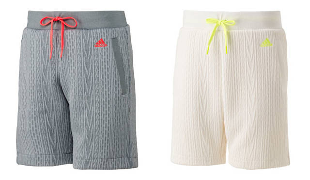 ケーブルニット調の吸汗、速乾素材を採用。ドローコードのシーズナルカラーがアクセント。「M PRMEXP ショーツ by UNITED ARROWS」各1万1880円