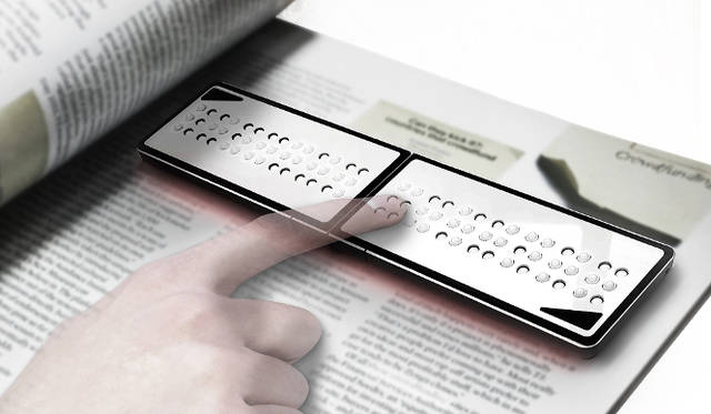作品名｜Braille Reader、受賞者｜ジャン　ジュチャン（韓国）、作品概要｜視覚障碍者がより多くの情報を得ることのできる装置