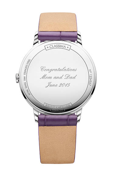 <strong>クラシマ レディス Ref.10224</strong><br/>ケース｜ステンレススチール<br/>直径｜36.5mm<br/>厚さ｜5.65mm<br/>ムーブメント｜クォーツ<br/>機能｜日付表示<br/>防水性｜5気圧<br/>発売時期｜5月予定<br/>税込予価｜19万4400円<br/><br/>ボーム＆メルシエ<br/>Tel. 03-3288-6335<br/>http://www.baume-et-mercier.jp/<br/>