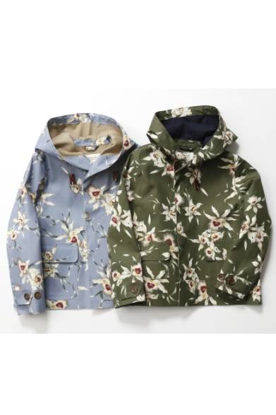  アロハフラワープリントパーカー</br>色｜サックス、オリーブ</br>価格｜18万5760円