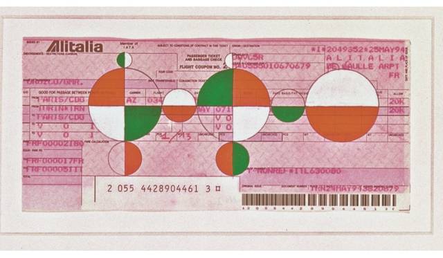 ガブリエル・オロスコ《無題》2001年 グァッシュ／航空券　フーメックス財団蔵