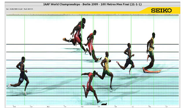 「時間の比較：1/1000秒の世界、フォトフィニッシュ」（セイコーホールディングス提供）　人が時という概念をこれまでどのように視覚化してきたか、さまざまな計測道具を展示し、時間の捉え方を紹介。企業の優れた計測技術に着目する