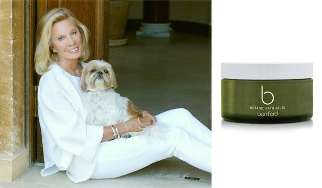 左／「bamford（バンフォード）」創始者のキャロル・バンフォード夫人、右／「bamford（バンフォード）」BOTANIC COLLECTION（ボタニックコレクション）「ボタニックバスソルト」（250g）5400円