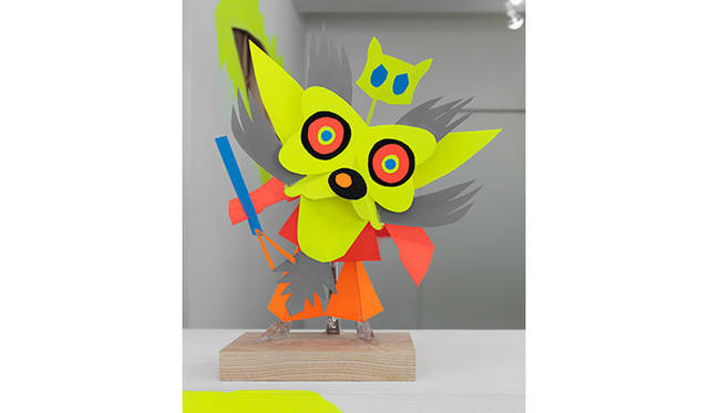 山下拓也 <br />TALIONの子（TALION GALLERYの壁を使って蘭陵王の彫刻を制作する。）のマケット <br />2014<br /> TALION GALLERYの壁、塗料 <br />Courtesy of TALION GALLERY