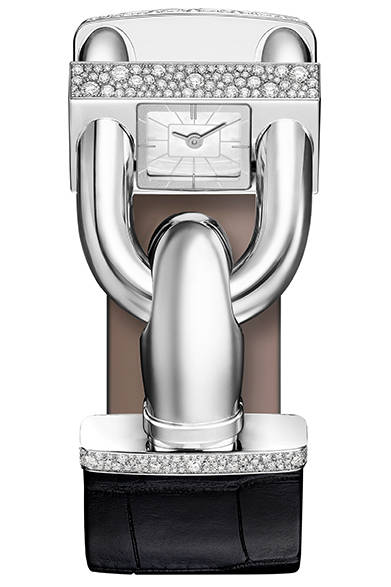 カデナ ウォッチ セルティゴールド</br> 素材｜イエローゴールド、ダイヤモンド、マザーオブパール、アリゲーター革ブレスレット</br> ムーブメント｜クォーツ</br> 価格｜434万7000円