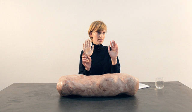 Video still from Hedwig Houben, The Hand, the Eye and It, 2013. Performance lecture. Video by Bas Schevers. Courtesy of Fons Welters Gallery, Amsterdam