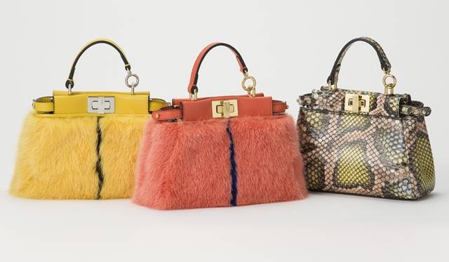 マイクロ ピーカブー　[W15 XH11.5 X  D5.2]　　ミンクの2色　38万1240円、パイソン　30万1320円 </br>ミンクのイエロー（イベント先行発売）、ミンクのコーラルとパイソンは三越伊勢丹限定