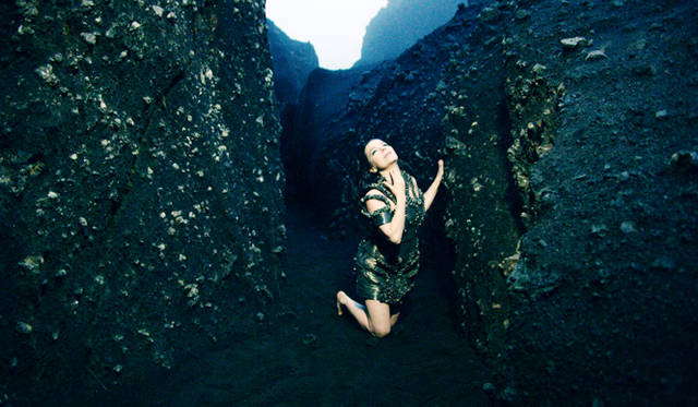 Bjork. Still from “Black Lake,” commissioned by The Museum of Modern Art, New York, and directed by Andrew Thomas Huang, 2015.<br/>Courtesy of Wellhart and One Little Indian