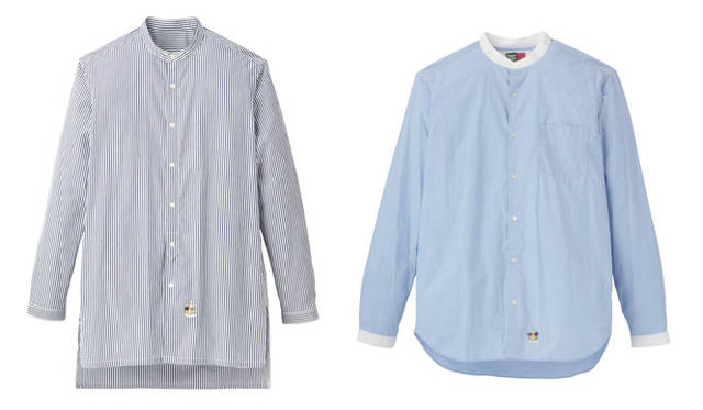 「UNITED ARROWS & SONS × TAKEO KIKUCH」左／ロングシャツ2万2680円（ネイビー／M、L、XL）、右／シャツ2万250円（ホワイト、ブルー／M、L、XL）