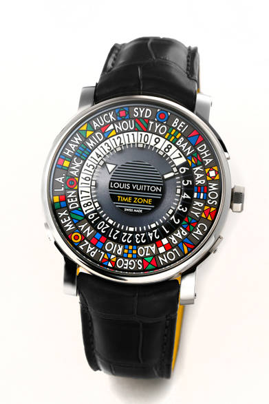 <strong>エスカル タイムゾーン</strong><br>ケース｜ステンレススチール<br>直径｜39mm<br>ムーブメント｜自動巻き（Cal.LV87）<br>機能｜ワールドタイム（24タイムゾーンの時間を表示）<br>ストラップ｜アリゲーター<br>防水性｜50ｍ<br>発売時期｜6月予定<br>予価｜81万円（税抜）