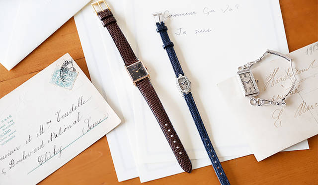 〈左〉ブローバ／1940年代製 PGGF 10万2600円 〈中〉ハミルトン／1950年代製 14Kホワイトゴールド 25万9200円 〈右〉グリュエン／1930年代製 18KWG 19万4400円