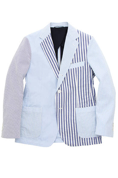 <strong>NICK WOOSTER ＋ UNITED ARROWS</strong><br />シアサッカーとコードレーンを部分使いしたジャケット。4万9680円