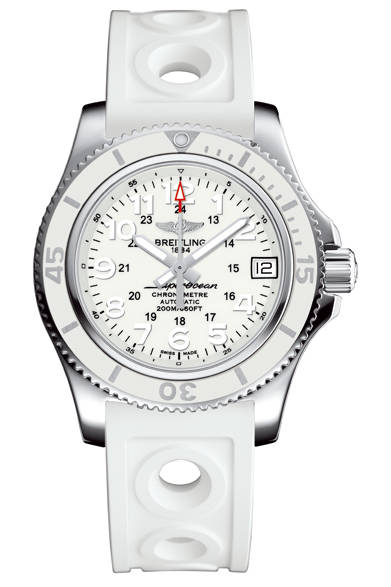 <strong>スーパーオーシャン II 36</strong><br><br>ケース｜ステンレススチール<br />直径｜36mm<br />ムーブメント｜自動巻き（Cal.17）<br />機能｜日付表示<br />ストラップ｜ラバー<br />防水｜200ｍ<br />発売時期｜2015年夏予定<br />価格｜36万5000円<br />