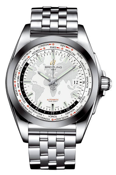 <strong>ギャラクティック・ユニタイム・スリークT</strong><br><br>ケース｜ステンレススチール＋タングステンカーバイド・ベゼル<br />直径｜44mm<br />ムーブメント｜自動巻き（Cal.B35）<br />機能｜ワールドタイム表示、日付表示<br />ブレスレット｜ステンレススチール<br />防水｜100ｍ<br />発売時期｜2015年夏予定<br />価格｜110万1600円<br />