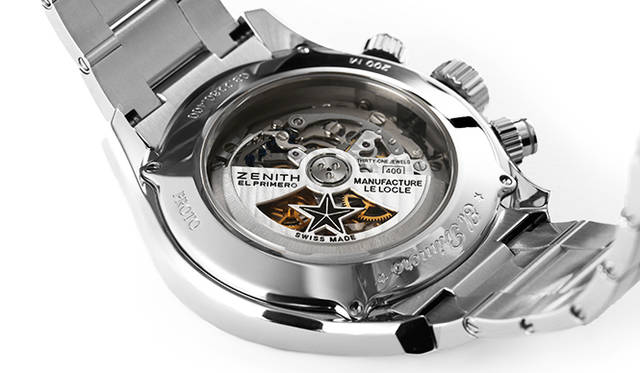 <strong>エル・プリメロ スポーツ</strong><br />ケース｜ステンレススチール<br />直径｜45mm<br />厚さ｜14.05mm<br />ムーブメント｜自動巻き（Cal.400B）<br />機能｜クロノグラフ（30分積算計、12時間積算計）、タキメータースケール、日付表示<br />ブレスレット｜ステンレススチール<br />防水性｜20気圧<br />発売時期｜10月予定<br />予価｜123万1200円<br />