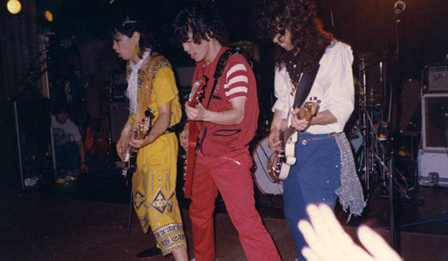 1982年、左から湯川トーベン、うじきつよし、高平こういち