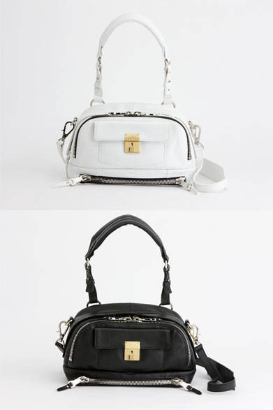 <strong>ithelicy｜イザリシー</strong><br />太めのジップがアクセントになったシュリンク革のミニボストン「MINIC」（W250×H155×D110mm）4万9680円