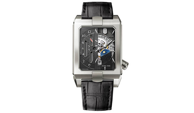 <strong>HW アヴェニュー・デュアルタイム オートマティック</strong><br />ケース｜ザリウム<br />サイズ｜縦53.8×横35.8mm<br />厚さ｜10.7mm<br />ムーブメント｜自動巻き（Cal.HW3502）<br />機能｜レトログラード式ローカルタイム表示（文字盤左半面）、昼夜表示（本国時間と連動）、日付表示ストラップ｜アリゲーター<br />防水｜3気圧<br />発売時期｜11月<br />予価｜255万円（税抜）