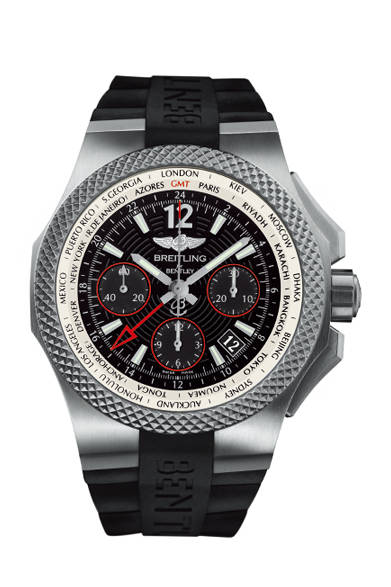 <strong>ベントレー GMT ライトボディ B04 S</strong><br/>ケース｜チタン<br/>直径｜45mm<br/>ムーブメント｜自動巻き（Cal.B04）<br/>機能｜クロノグラフ（30分積算計、12時間積算計）、第2時間帯表示（24時間針で本国時間を表示）、ワールドタイム表示（都市名リングを回転ベゼルで調整し、世界24タイムゾーンの時刻を表示）<br/>ストラップ｜ブラックラバー<br/>防水｜100ｍ<br/>発売時期｜2015年夏予定<br/>予価｜165万3480円<br/>