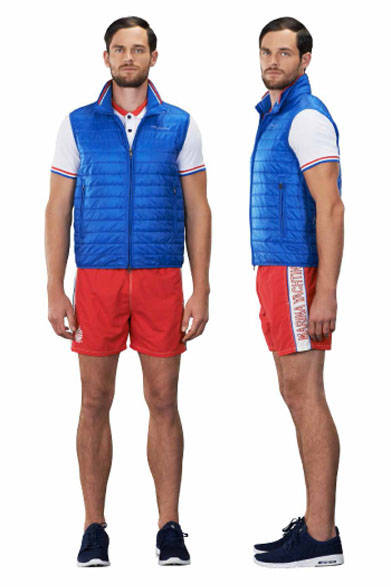 <strong>MARINA YACHTING｜マリーナ ヨッティング</strong><br />2015春夏コレクション　ベスト3万8880円、ポロシャツ1万4040円、スイムパンツ参考商品