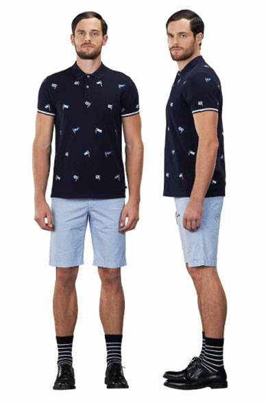 <strong>MARINA YACHTING｜マリーナ ヨッティング</strong><br />2015春夏コレクション　ポロシャツ2万2680円、パンツ参考商品