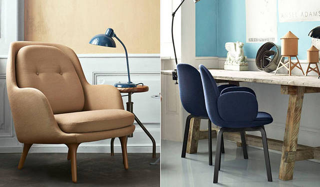 <strong>FRITZ HANSEN｜フリッツ・ハンセン</strong><br />左／アームチェア「Fri™（フリ）」、右／ダイニングチェア「Sammen™（サメン）」
