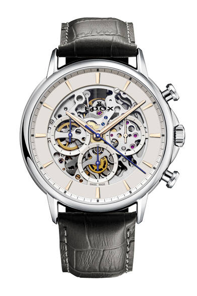 <strong>レ・ベモン<br />C.R-F. リミテッドエディション</strong><br /><br /> ケース｜ステンレススチール<br /> 直径｜44mm<br /> ムーブメント｜自動巻き（Cal.EDOX 95）<br /> 機能｜クロノグラフ（30分積算計、12時間積算計）<br /> ストラップ｜アリゲーター<br /> 防水｜30ｍ<br /> 発売時期｜7月予定<br /> 予価｜129万6000円<br />