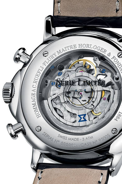 <strong>レ・ベモン<br />C.R-F. リミテッドエディション</strong><br /><br /> ケース｜ステンレススチール<br /> 直径｜44mm<br /> ムーブメント｜自動巻き（Cal.EDOX 95）<br /> 機能｜クロノグラフ（30分積算計、12時間積算計）<br /> ストラップ｜アリゲーター<br /> 防水｜30ｍ<br /> 発売時期｜7月予定<br /> 予価｜129万6000円<br />