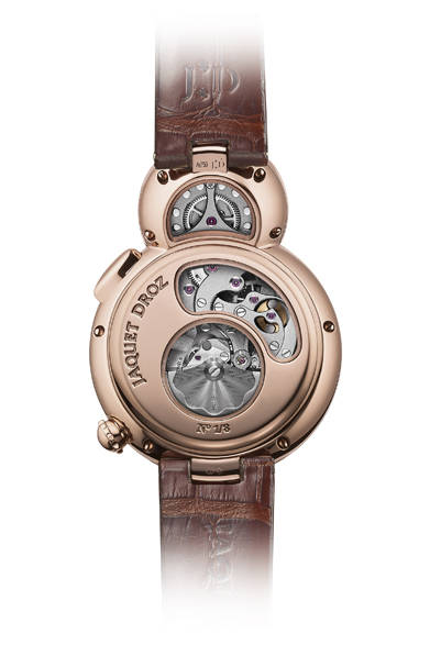 <strong>レディ ８ フラワー</strong> <br /><br />ケース｜ダイヤモンド付き18Kレッドゴールド<br /> 直径｜35mm<br /> ムーブメント｜自動巻き（Cal.JD 615）<br /> 機能｜オートマタ（プッシュボタン操作で12時位置の花びらが開閉）<br /> ストラップ｜アリゲーター<br /> 防水性｜３気圧<br /> 限定数｜28本<br /> 発売時期｜10月以降（発売予定）<br /> 予価｜1848万9600円（税込み）<br />