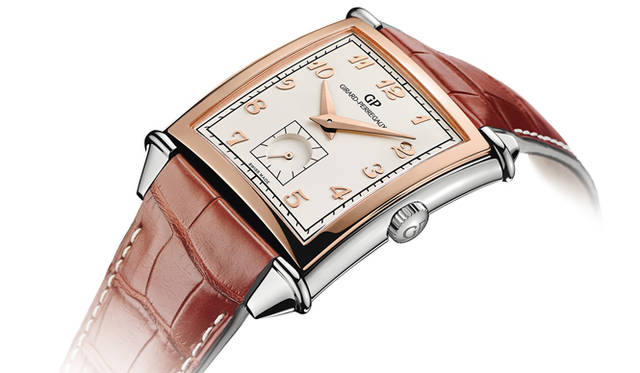 <strong>ヴィンテージ 1945 スモールセコンド 70周年記念モデル</strong><br /> <br />  ケース｜ステンレスチール＋18Kピンクゴールドベゼル<br /> サイズ｜縦36.2×横35.25mm<br /> ムーブメント｜自動巻き（Cal.GP03300-0051）<br /> ストラップ｜アリゲーター<br /> 防水｜30ｍ<br /> 限定数｜100本<br /> 発売時期｜6月予定<br /> 予価｜141万4800円<br />