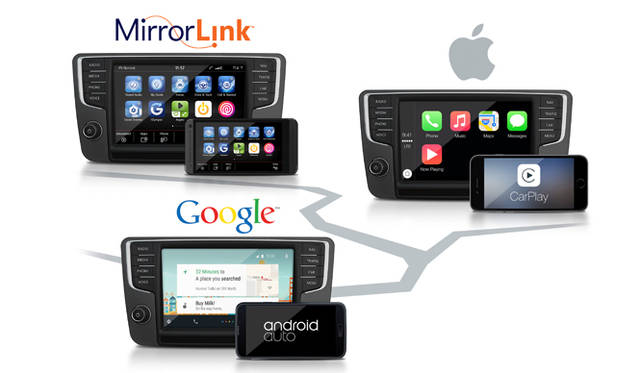 フォルクスワーゲンは今年1月のCESで、「Android Auto」（グーグル）や「Car Play」（アップル）と接続できる「コネクティド ゴルフ」を発表。年内にも北米とヨーロッパで導入していくという