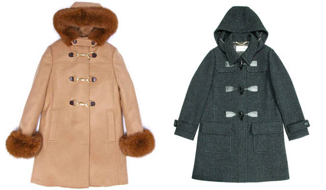 <strong>LITHIUM FEMME｜リチウムファム</strong><br />2015-16年秋冬コレクション　左／袖がファーになったカシミアメルトンのダッフルコート、右／衿付きのダッフルコート