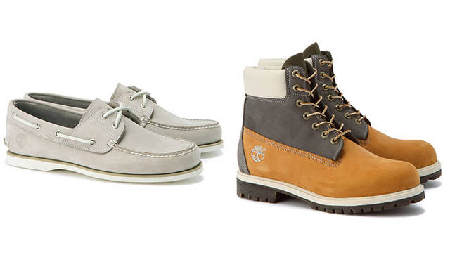 <strong>Timberland｜ティンバーランド</strong><br />「カスタムメイドオーダーシステム」　写真は桐島ローランドオーダー。左／2アイレット、右／6インチブーツ