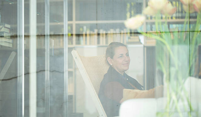 Patricia answering questions inside MOLTENI＆C TOKYO