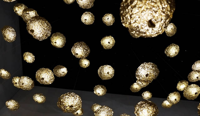 月のクレーターを喚起させる「Moon」のインスタレーション