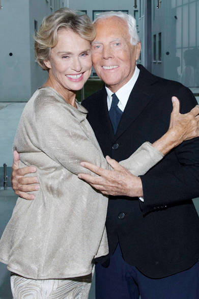 （左より）ローレン・ハットン、ジョルジオ・アルマーニ