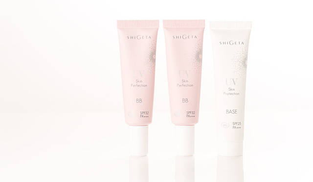 <strong>SHIGETA｜シゲタ</strong><br />左・中央／UVスキンパーフェクション、右／UVスキンプロテクション