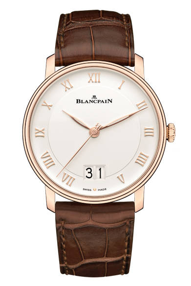 <strong>ヴィルレ ラージデイト</strong><br />ケース｜18Kレッドゴールド<br />直径｜40mm<br />厚さ｜10.88mm<br />ムーブメント｜自動巻き（Cal.6950）<br />機能｜日付表示（6時位置に、2枚のディスクで表示するラージデイト）<br />ストラップ｜アリゲーター<br />防水｜3気圧<br />発売時期｜2015年秋予定<br />予価｜228万9600円<br />