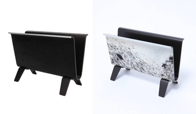 <strong>STITCH JAPAN｜ステッチ ジャパン</strong><br />SAITO WOOD × MADE BY SEVEN -REUSE-  LUXURY COLLECTION「“HAIR ON HIDE” PLYWOOD MAGAZINE RACK（“ヘア オン ハイド” プライウッド マガジンラック）」各3万2400円