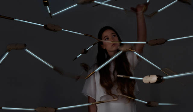 風などに反応して動くことで発光するモビール「Diomedeidae（アホウドリ）」は、中森大樹氏とイタリア人2人による作品