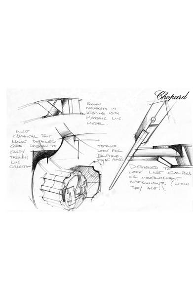 <strong>L.U.C クアトロ</strong> <br /><br />ケース｜18Kローズゴールド<br /> 直径｜43mm<br /> 厚さ｜8.87mm<br /> ムーブメント｜手巻き（Cal.L.U.C 98.01-L）<br /> 機能｜パワーリザーブ表示、ポインター式日付表示（６時位置にスモールセコンドと同軸に配置）<br /> ストラップ｜アリゲーター<br /> 防水｜50ｍ<br /> 発売時期｜今冬予定<br /> 予価｜275万円（税別）<br />