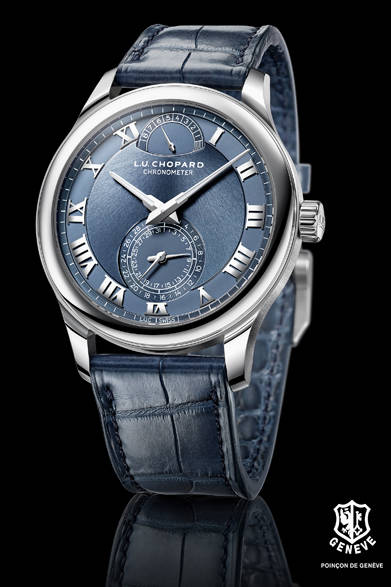 <strong>L.U.C クアトロ</strong> <br /><br />ケース｜18Kローズゴールド<br /> 直径｜43mm<br /> 厚さ｜8.87mm<br /> ムーブメント｜手巻き（Cal.L.U.C 98.01-L）<br /> 機能｜パワーリザーブ表示、ポインター式日付表示（６時位置にスモールセコンドと同軸に配置）<br /> ストラップ｜アリゲーター<br /> 防水｜50ｍ<br /> 発売時期｜今冬予定<br /> 予価｜275万円（税別）<br />